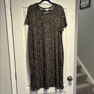 LuLaRoe Gray Midi Sundress Casual Crew Neck